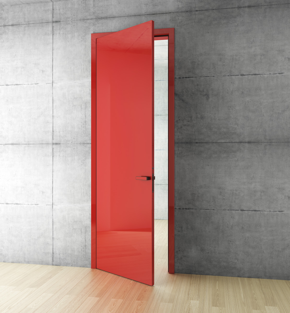 Quality Millenium interior doors by HANÁK in red lacquer.