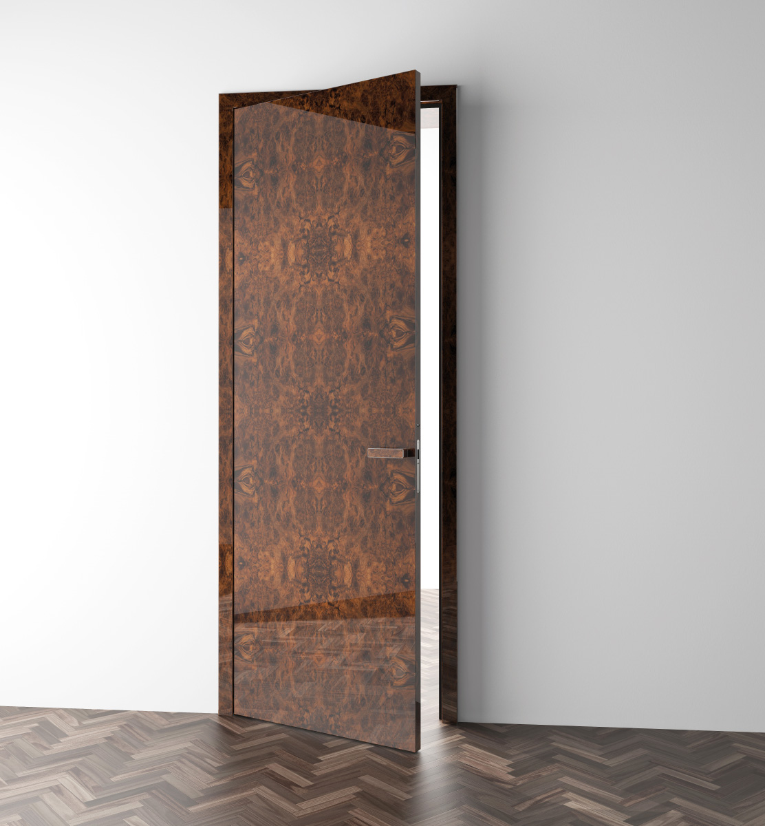 PARIS luxury doors are absolutely exceptional thanks to the material - walnut root veneer.