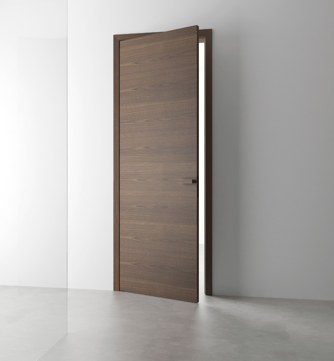 Elegant veneered SPACE doors from the HANÁK collection in the American walnut - matt design.
